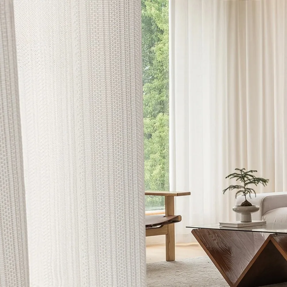 UV Protection Non-See-Through White Privacy Sheer Curtains Light Filtering Window Curtains Drapes for Bedroom Living Room