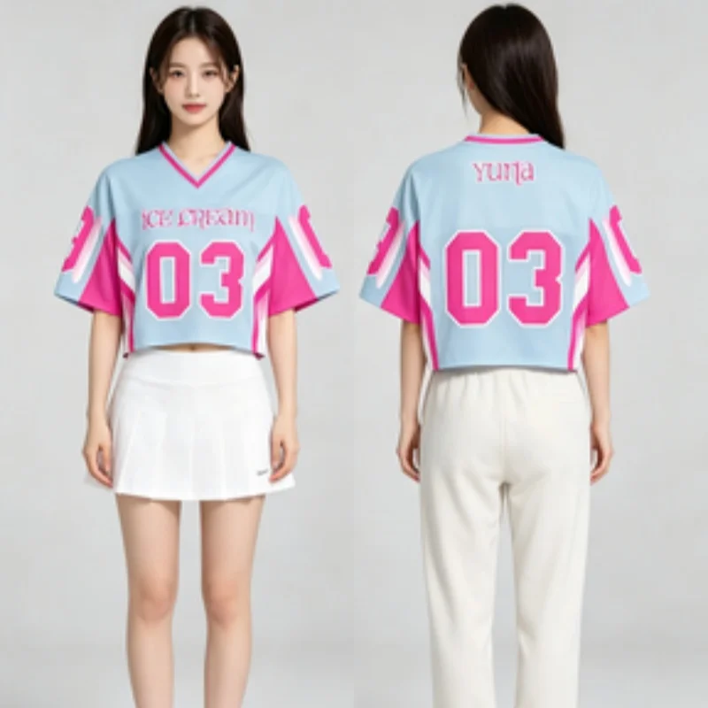 2026 New Kpop Fans Yuna ITZY Ice Cream Album Jersey Gift Women's Men's Comfortable Breathable Plus Size Short Sleeve Tops