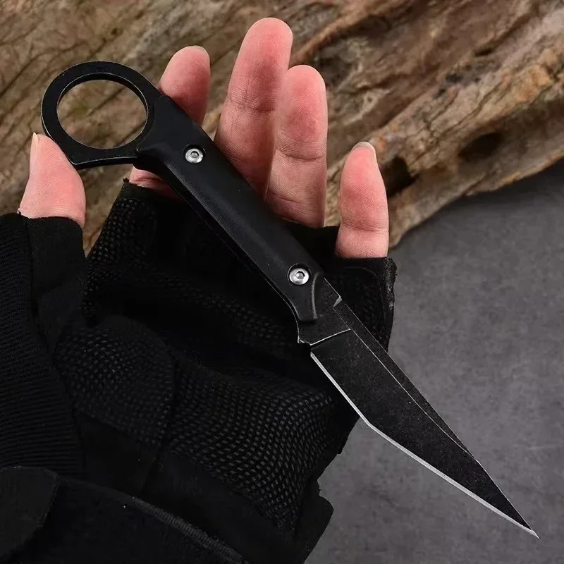 Cuchillo de alta dureza de alta gama con funda K, cuchillo recto multiusos EDC para acampar al aire libre, cuchillo de supervivencia para caza en la