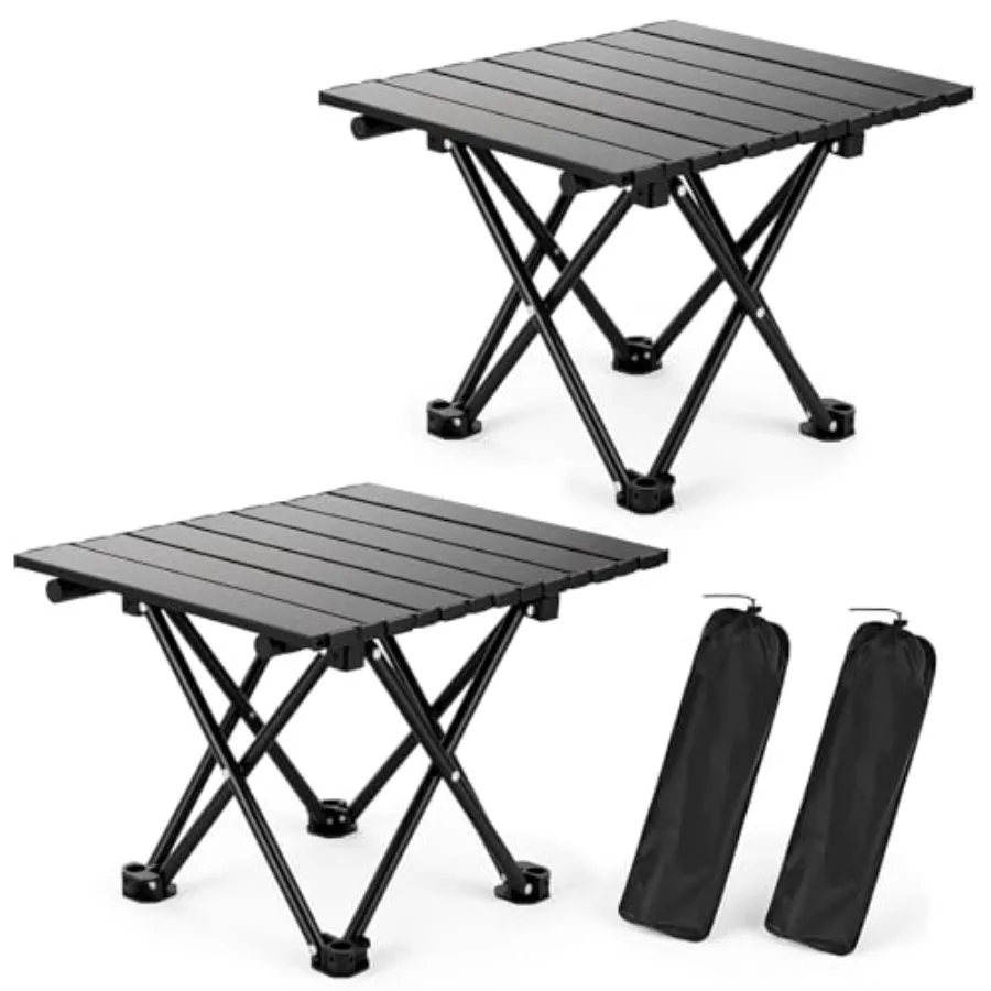 

2 Pack Portable Camping Table Foldable Ultralight Small Folding Beach Table with Carry Bag for Outdoor Travel Beach Camp Picnic