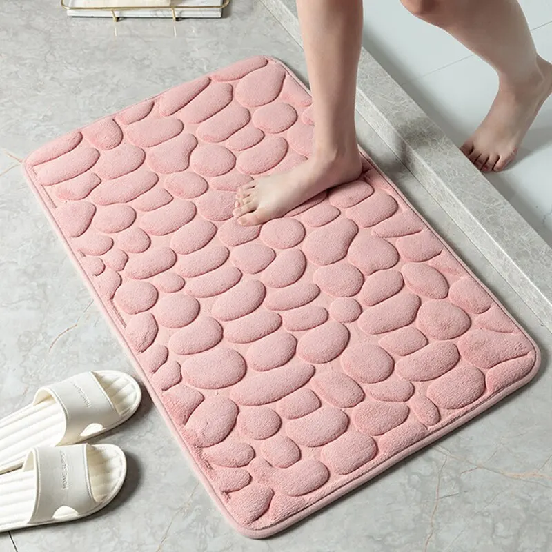 Bathroom Mat Non Slip Carpets Cobblestone Embossed Bathroom Bath In Wash Basin Bathtub Side Floor Rug Shower Room Doormat Memory