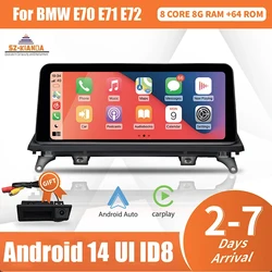 Wireless Carplay Android 14 Car Multimedia Screen for BMW X5 E70 X6 E71 E72 CCC CIC Android Auto Radio GPS 4G SIM Idrive Car PC