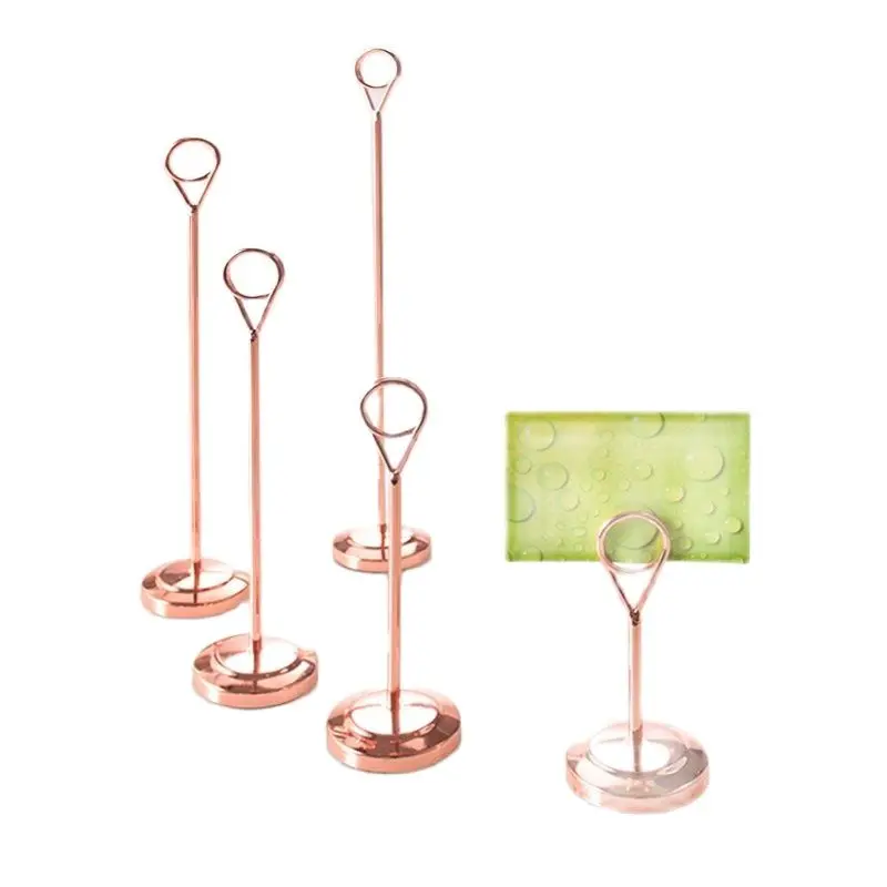 

Wedding Circle Photo Clip Table Number Stands Rose Gold Desktop Decoration Metal Place Card Holder Party Supplies