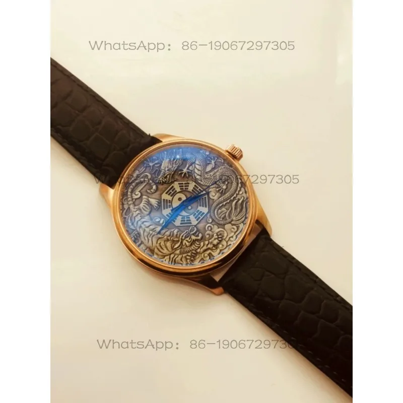 High Relief Blue Dragon White Tiger Gossip Dial Automatic Mechanical Watch Retro Style view 6