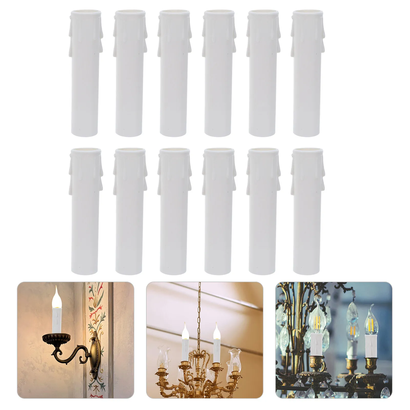 12Pcs Vintage Plastic Sleeve Covers Drip Protector E14 Socket Chandelier Ceiling Lamp Lighting Fixture Socket Covers