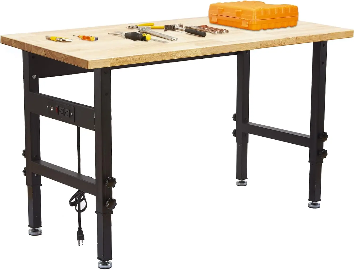 

Garage Work Bench Table, 2000 LBS Load Garage Workbench with Power Outlet for Garage/Kitchen/Home/Office