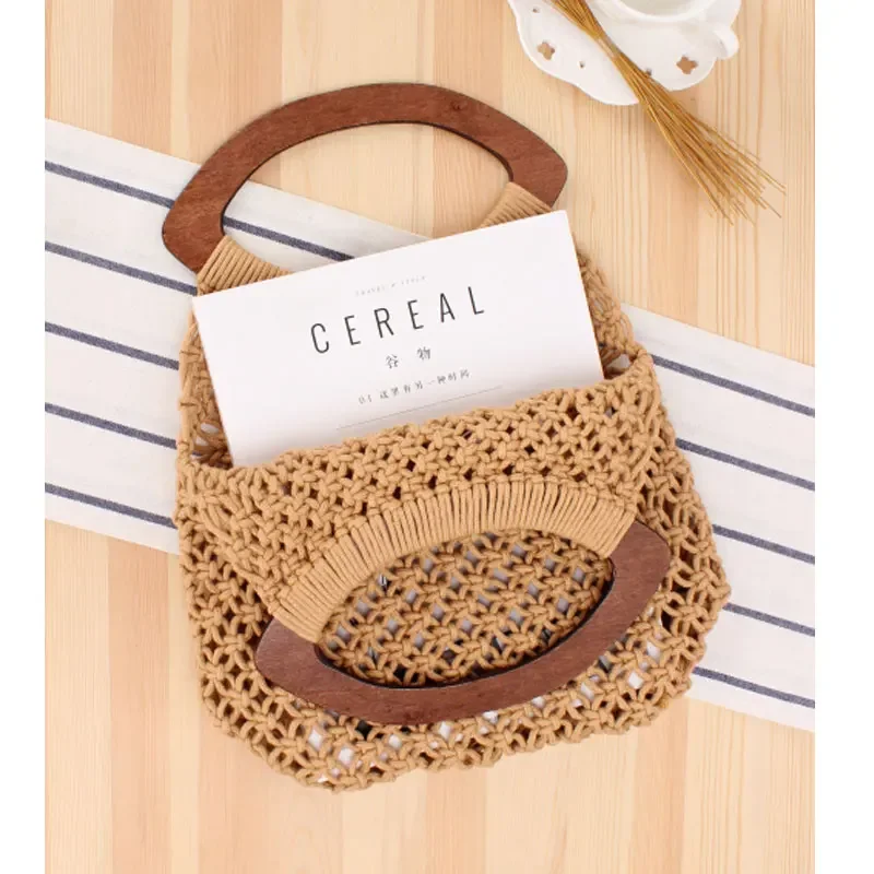 YoReAi New Handmade Bags for Women Beach Weaving Ladies Straw Pack Wrapped Beach Bag Hollow Out Retro Handle Handbags Totes