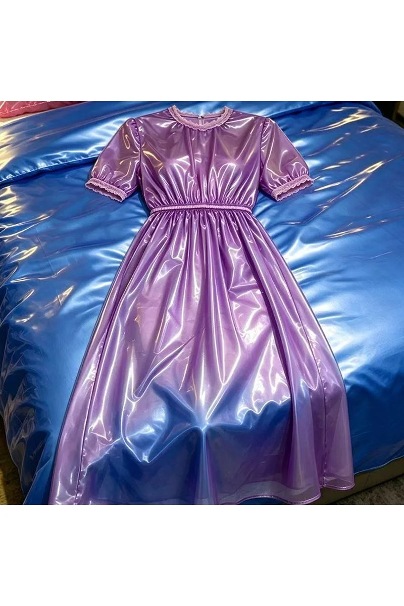 PVC-Spitzenhals Glänzendes Langes Regenkleid Durchsichtiges Design Outdoor-Regenkleidung Erwachsenen-Party-Cosplay Bühnenkostüm 2026 – Detail 9