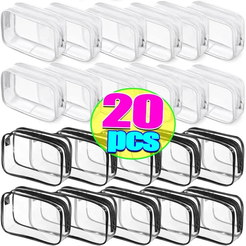 1/20pcs Transparent PVC Storage Travel Organizer Clear Makeup Bag Beautician Cosmetic Bag Beauty Case Toiletry Bag Wash Bags