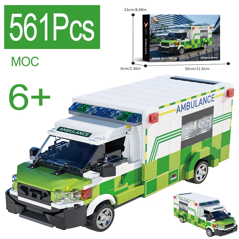 

London Ambulance Building Blocks MOC Technical City Emergency Rescue Escort Car Model Assembly Bricks Toys for Adults Kids Gifts