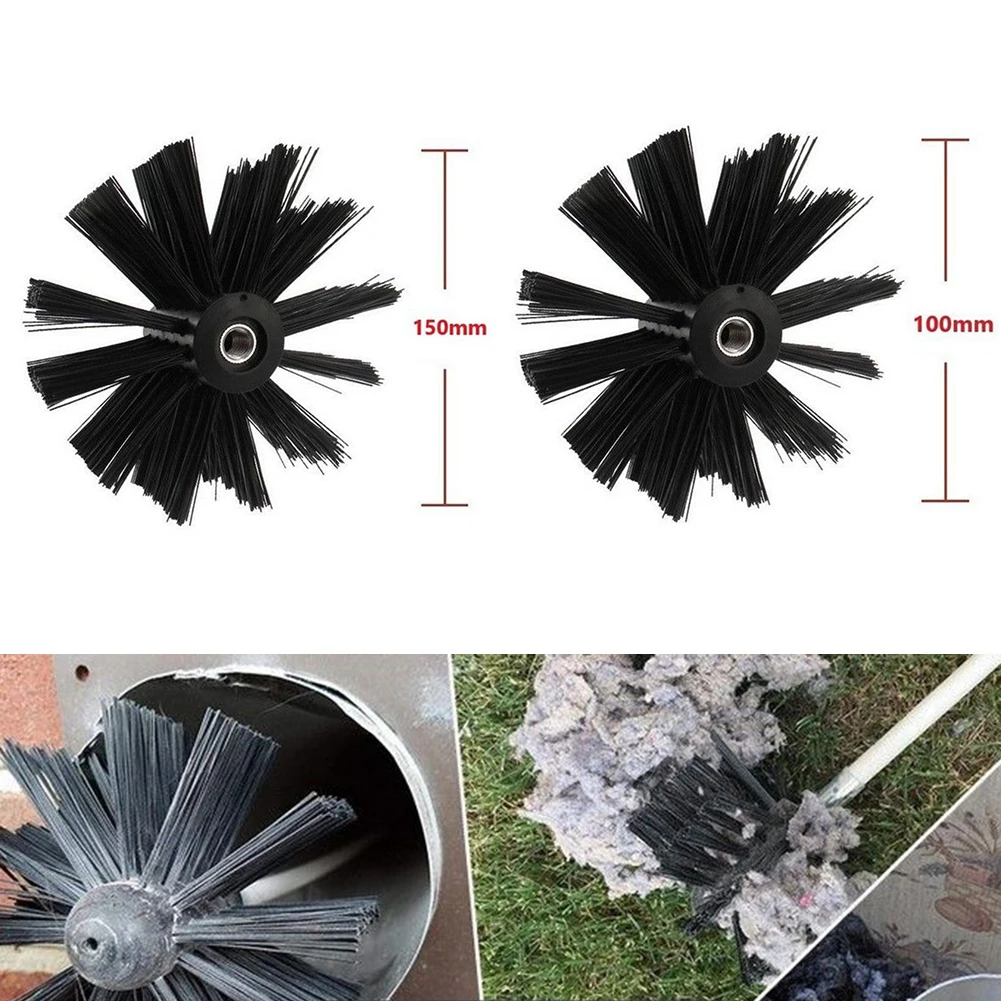 100/150mm Chimney Brush Rotary Chimney Brush Nylon Dryer Vent Cleaning Brush Chimney Dust Remover Cleaning Tools M8 Thread