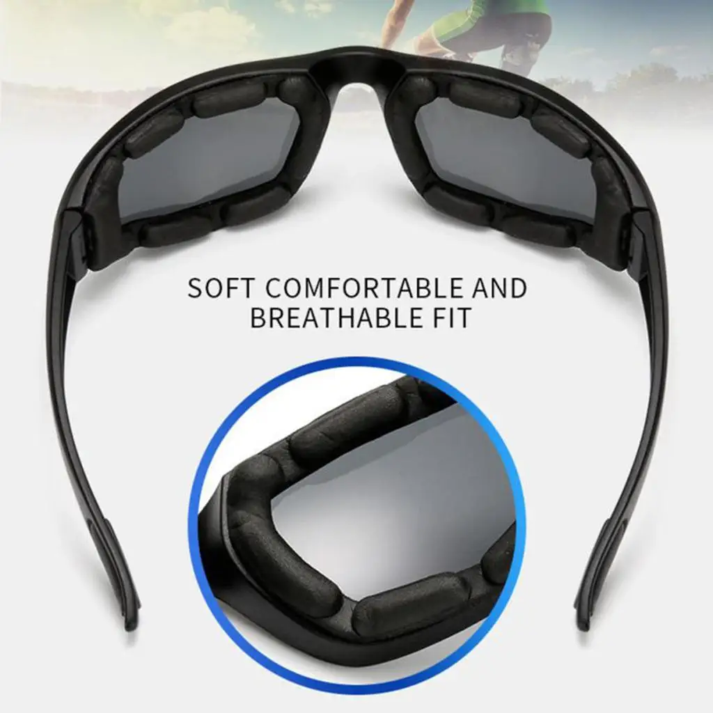 

Motorcycle Riding Glasses Padded Frame Lens Block B, Unisex