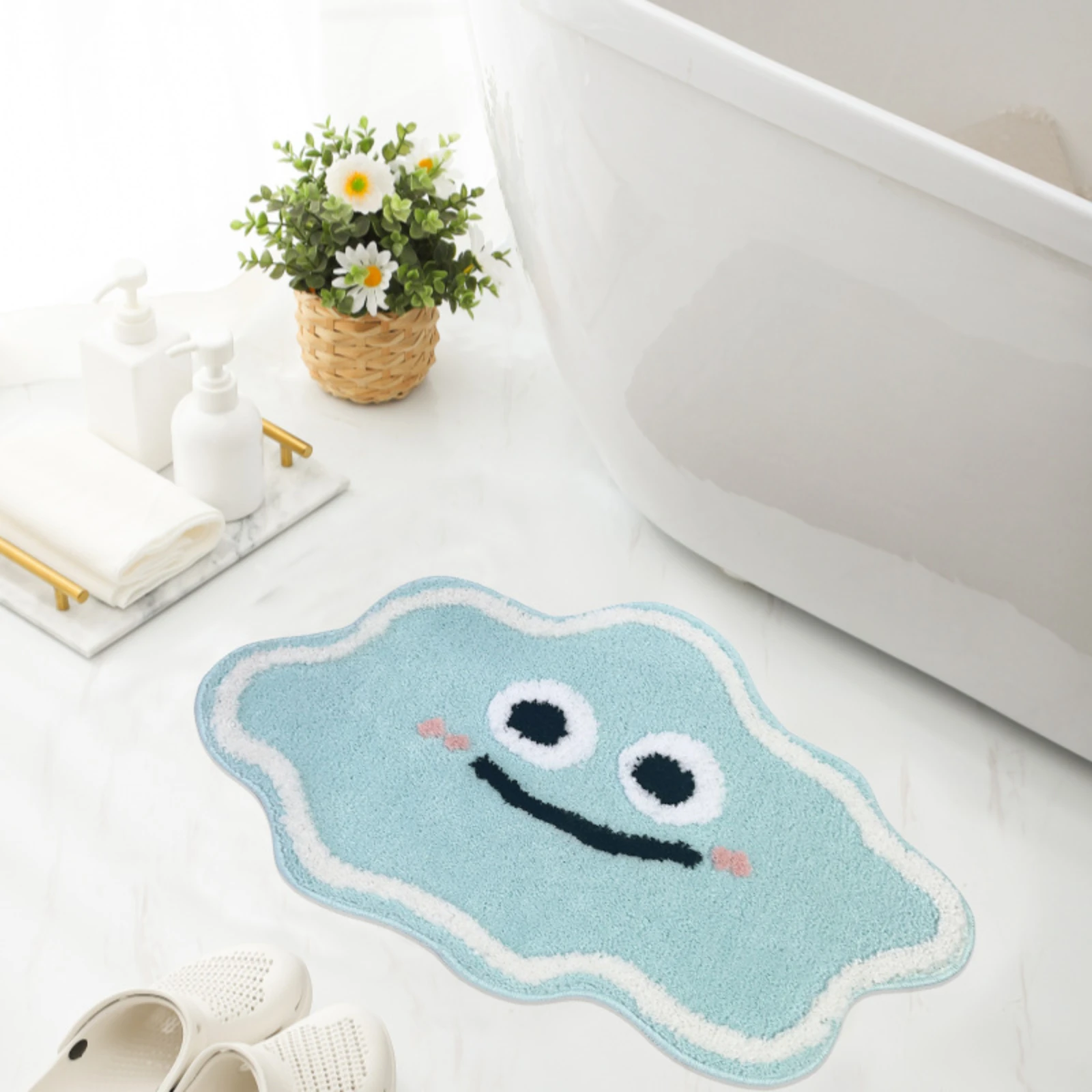 

Smiling Cloud Bathroom Anti-Slip Mat Shower Room Bathroom Door Flocking Mat Toilet Absorbent Tufted Foot Mat Alfombra HabitacióN