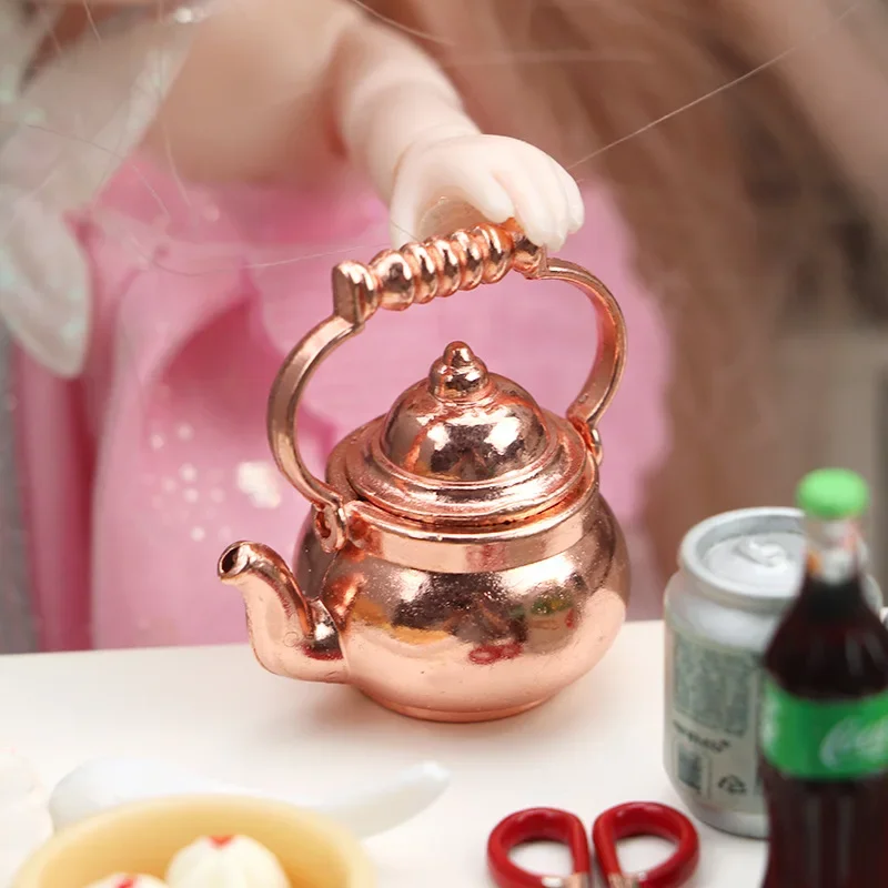 Retro Kettle Open Lid Dollhouse Miniature Re-ment 1:12 Scale Fairy Mini Doll Home Decor Accessories