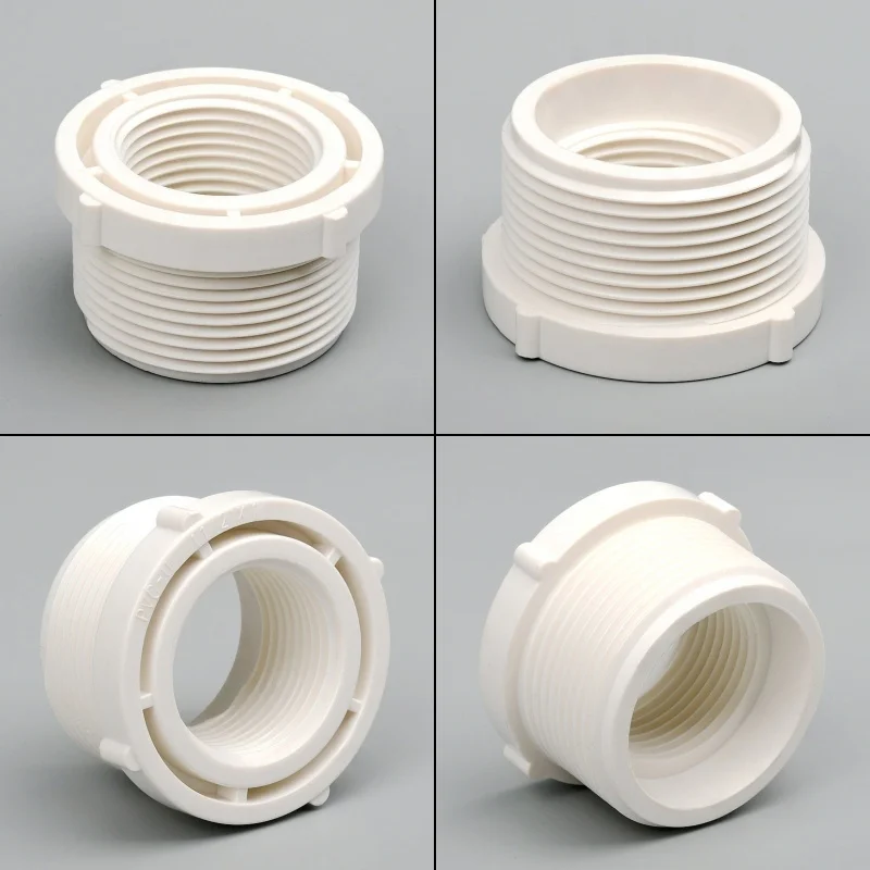 1~3PCS 1/2-2'' Male Female PVC Thread Bushing Thickened Joint Plastic Reducer Adapter Plumbing Systems Aquarium Tank Fitting