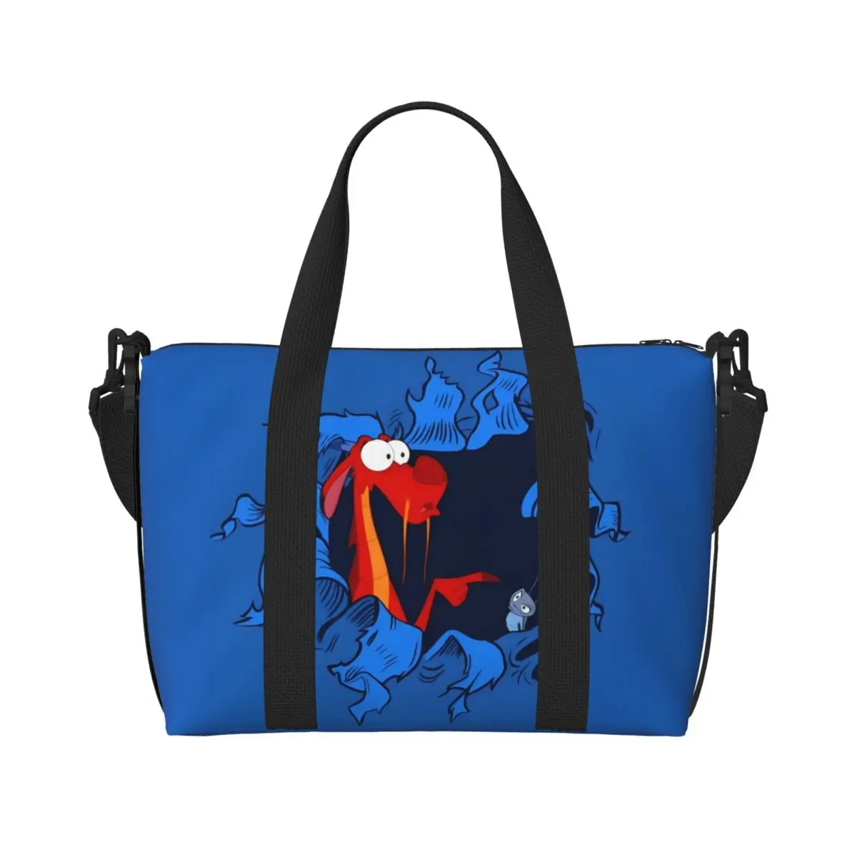 

Custom M-Mulan Cartoon Beach Tote Bag for Women Extra Large Gym Carry On Travel Shopping Bags