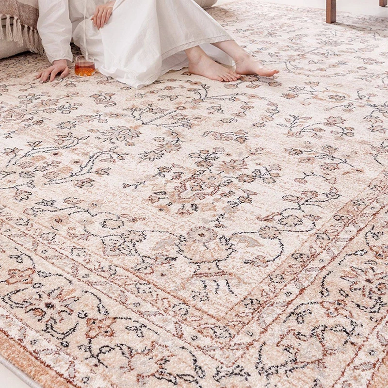 American Vintage Living Room Carpet Thick Home Area Rug Woven No Glue Bedroom Carpet Persian Retro Rug Morocco Style Rug