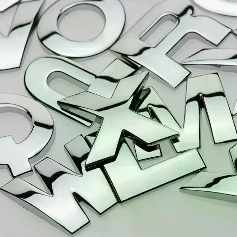 1Pc 3D Zinc Alloy Car Letter Stickers DIY Alphabet Emblem Numbers Chrome Labeling Car Sticker Digital Badge Accessories