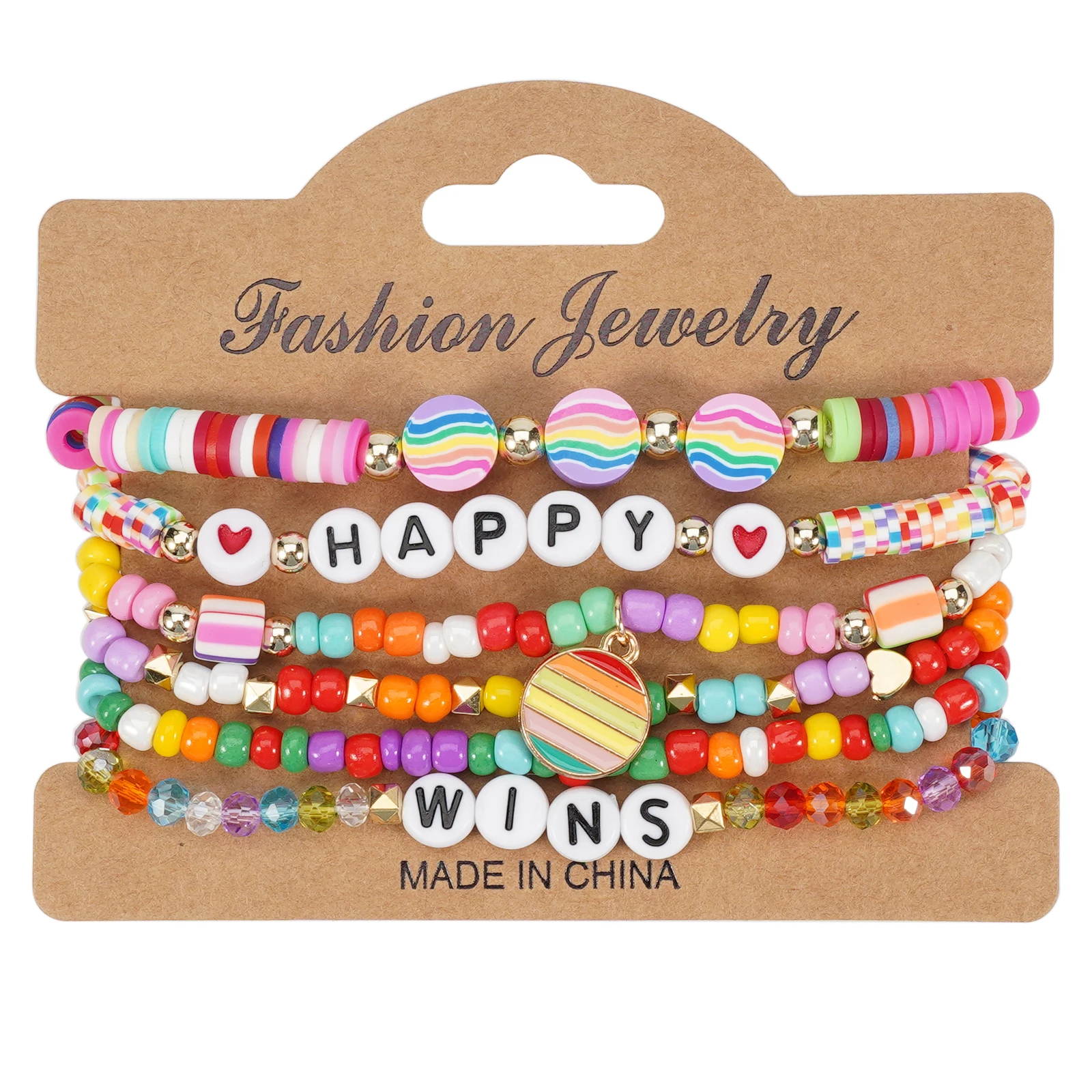 Bohemian colorful rice bead bracelet stackable elastic bracelet