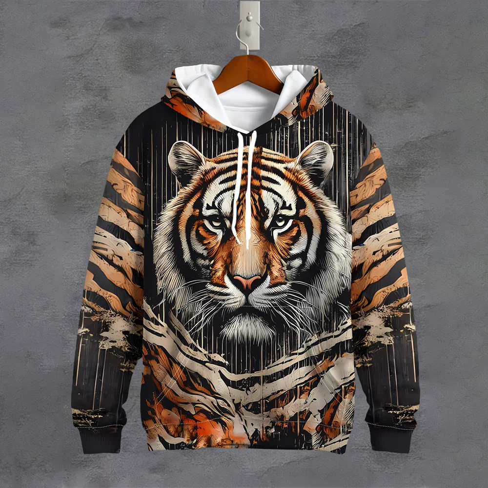 Animal Print Hoodie for Men Fun Hoodies for Men New Fall Men's Sweatshirts Animal Print Men's Tops Hooded Shirt Hoodies for Man