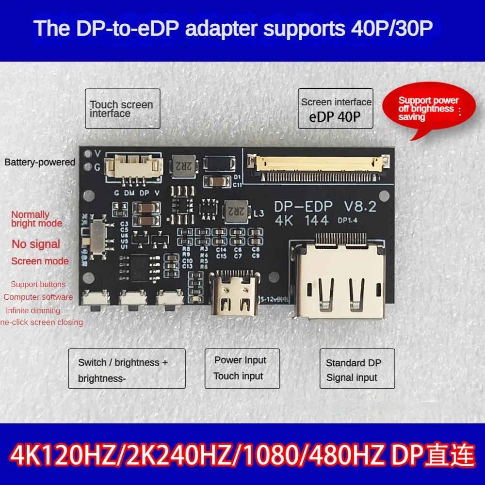 DP To EDP 4k 120HZ DIY4K Driver Board 4K 2K 1080 Adapter Board for Portable Display