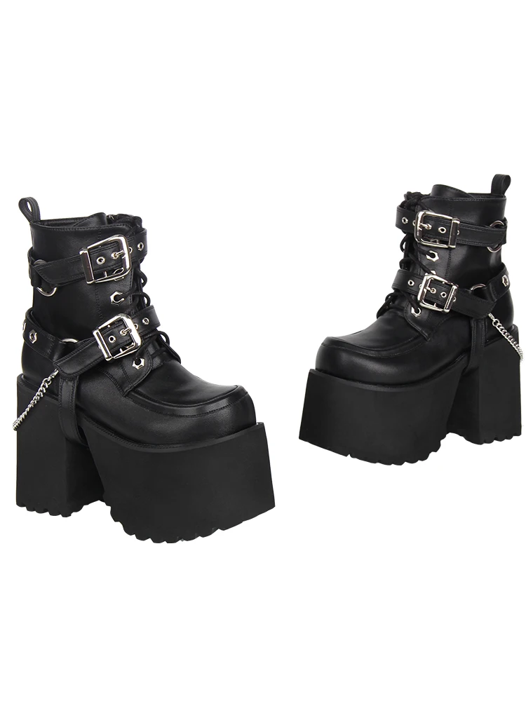 2025 New Product Classic Lolita Punk Round Head Thick Bottom Sponge Cake Short Boots Japanese Retro Girl Fashion Boots