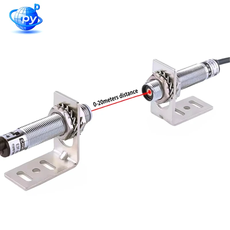 Industrial 20M Laser Photoelectric Sensor Switch, Opposite Type M12 Connector NPN NO Proximity Switch E3F-20L/20C1
