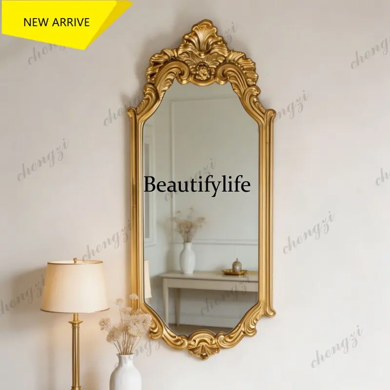 z183 French bathroom mirror retro carved makeup mirror American court style princess makeup mirror