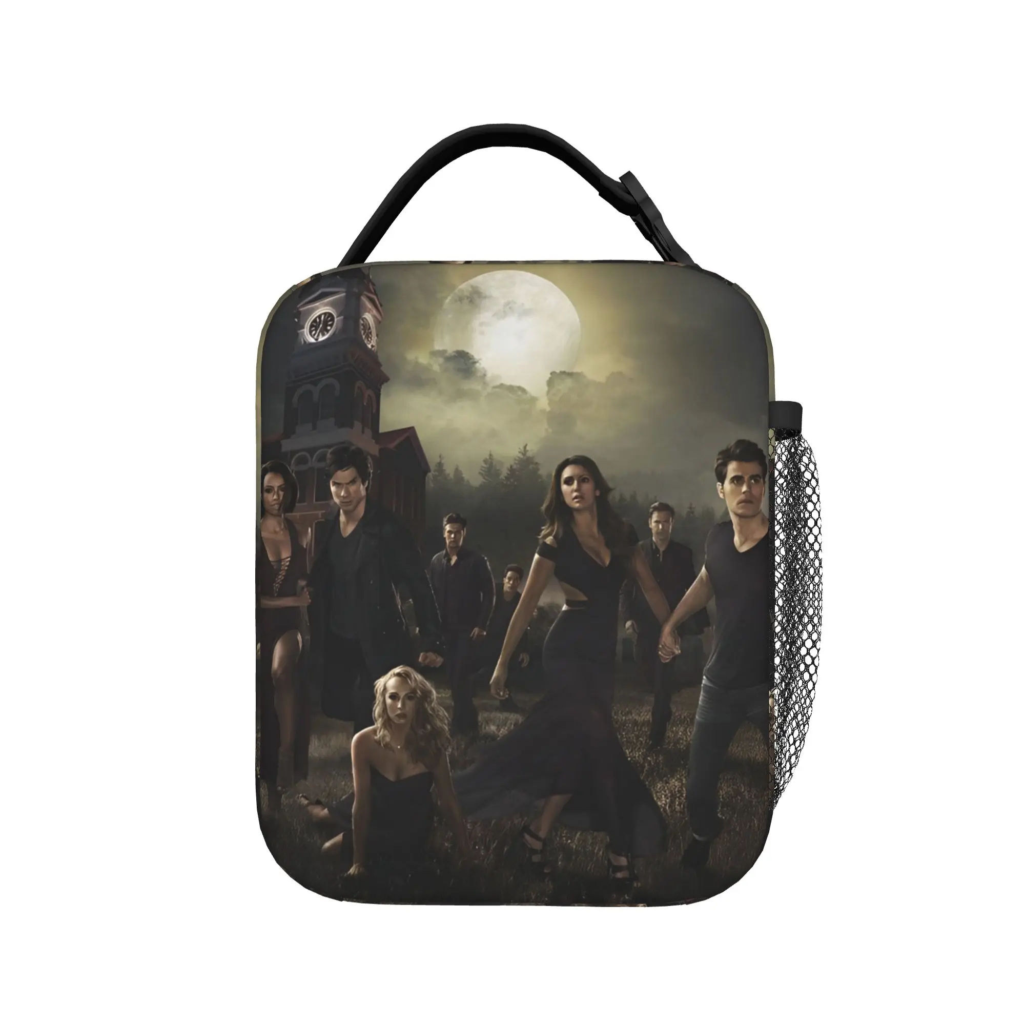 The Vampire Diaries Insulated Lunch Bags Thermal Bag Reusable,Meal Container Damon Salvatore High Capacity Tote Lunch Box