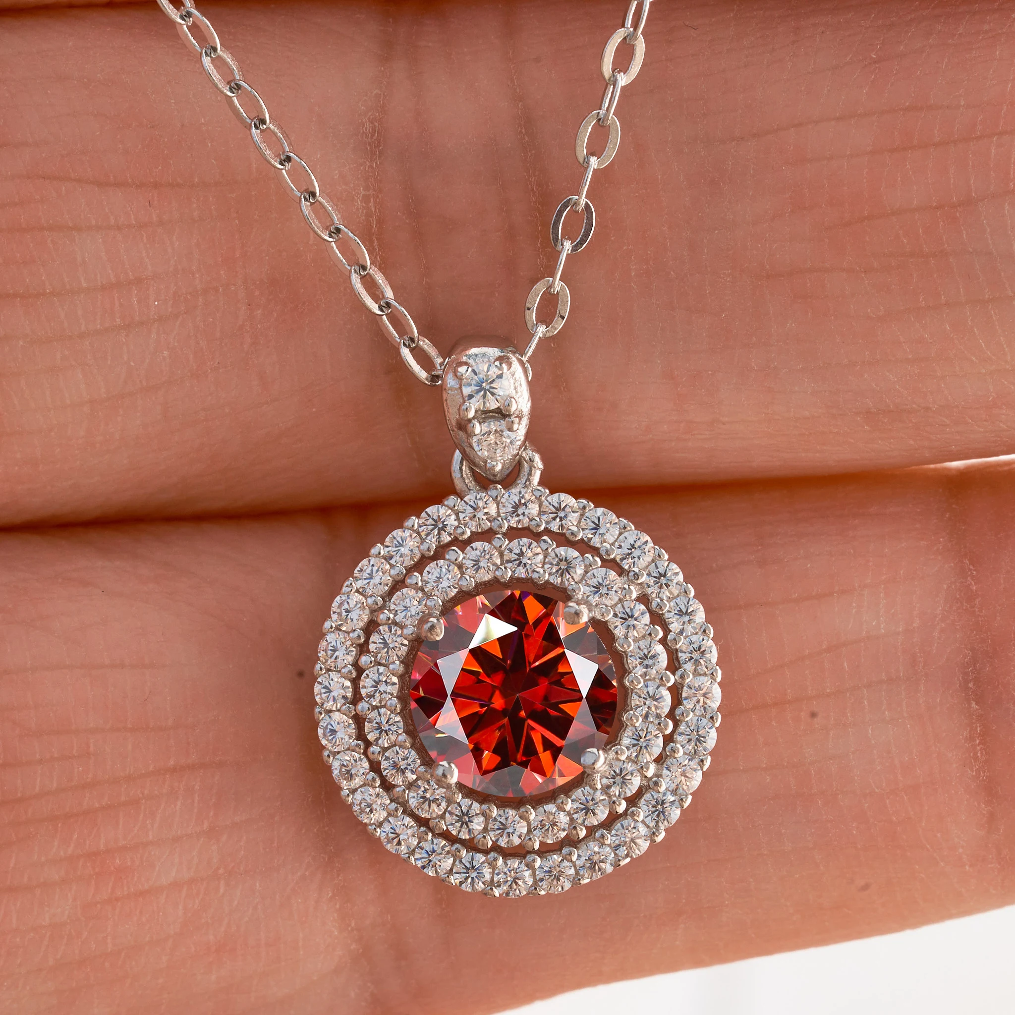 1 CT Echte D Farbe VVS Moissanit Anhänger Halskette Für Frauen Rot Blau Farbe Moissanit 925 Sterling Silber Hochzeit Edlen schmuck – Detail 5