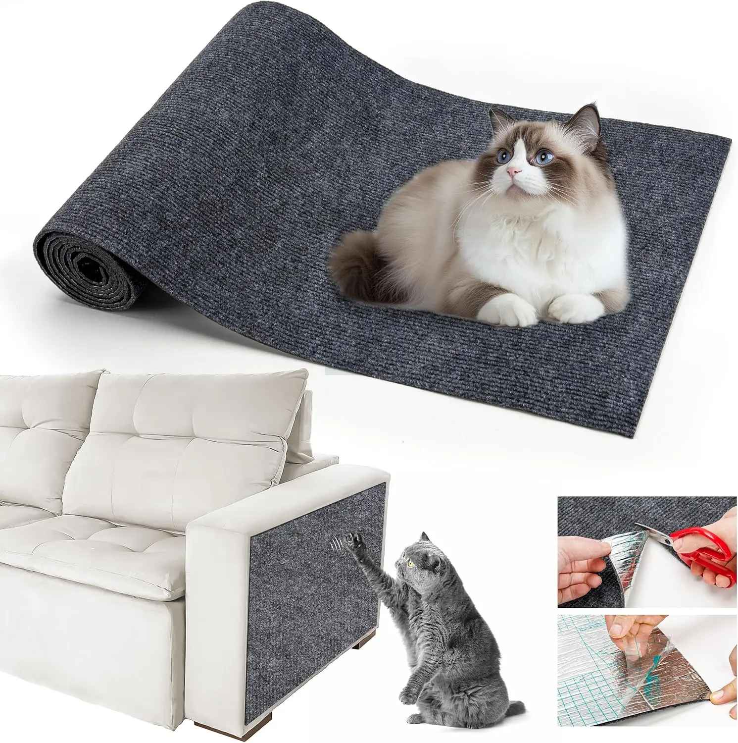 Selbstklebende Katzenkratzmatte, langlebiger Sisal-Möbelschutz, DIY, anpassbare Katzenkratzunterlage für Couch, Sofa
