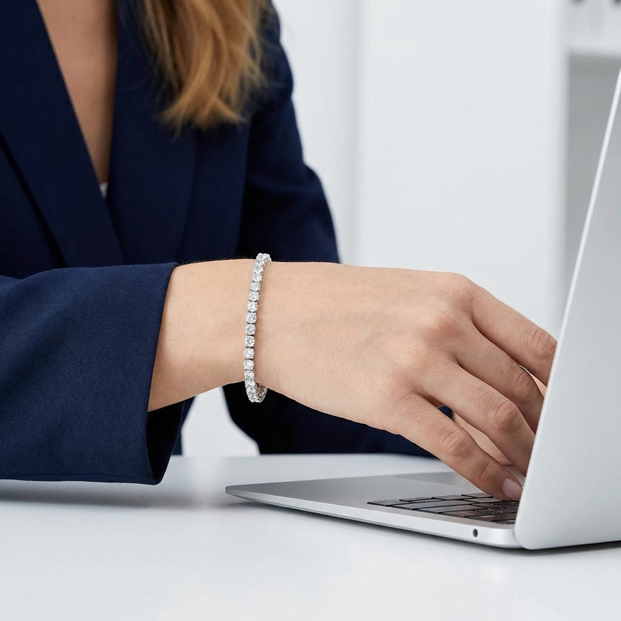 

Браслет-цепочка Andara Minimalist Luxury из стерлингового серебра 925 пробы с кубическим цирконием (CZ) для женщин, подарок на свадьбу или вечеринку, ювелирное украшение