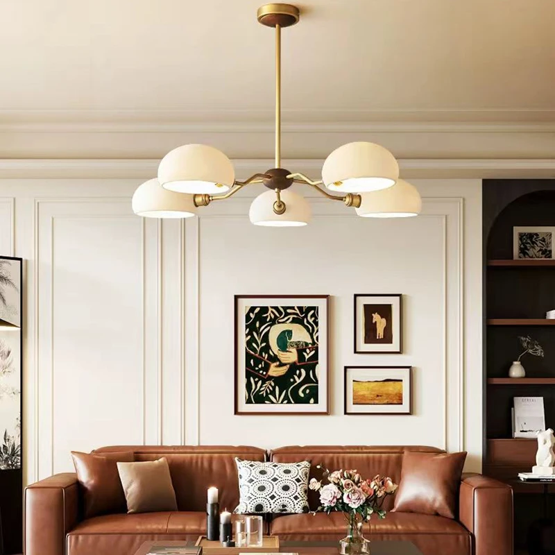 Weiß Glas Anhänger Licht Alten Messing E27 Birne Parlor Schlafzimmer Anhänger Lampe Kupfer Neue Stil Dropshipping