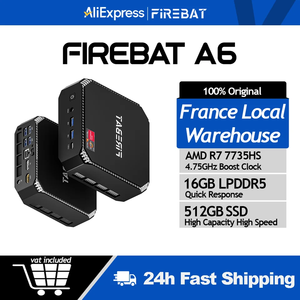 ミニPC FIREBAT MINIPC Ryzen7 7735HS 512GB/16GB FIREBAT MINI PC A6 AMD Ryzen 7 7735HS 16GB DDR5 RAM 512GB SSD