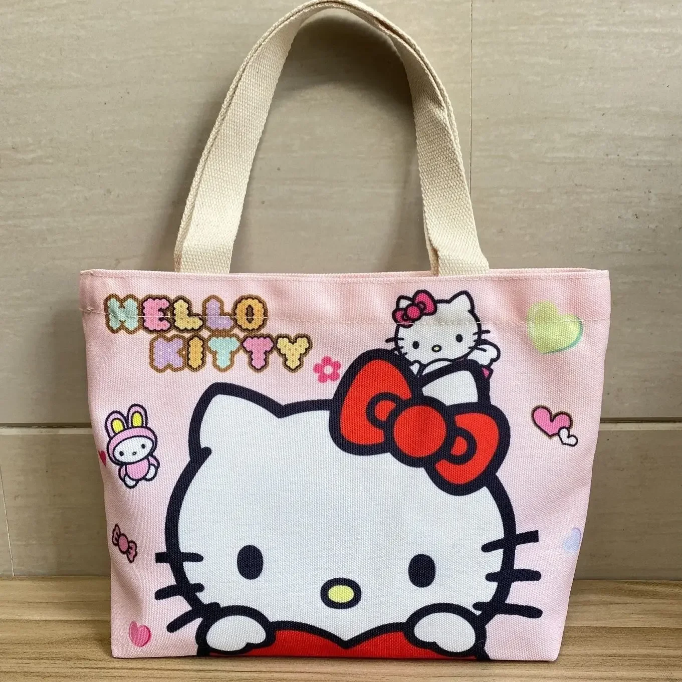 Hello Kitty płócienna torba kreskówka Kate kot przenośna torba na ramię japońskie światło i torba na zakupy o dużej pojemności torba podróżna