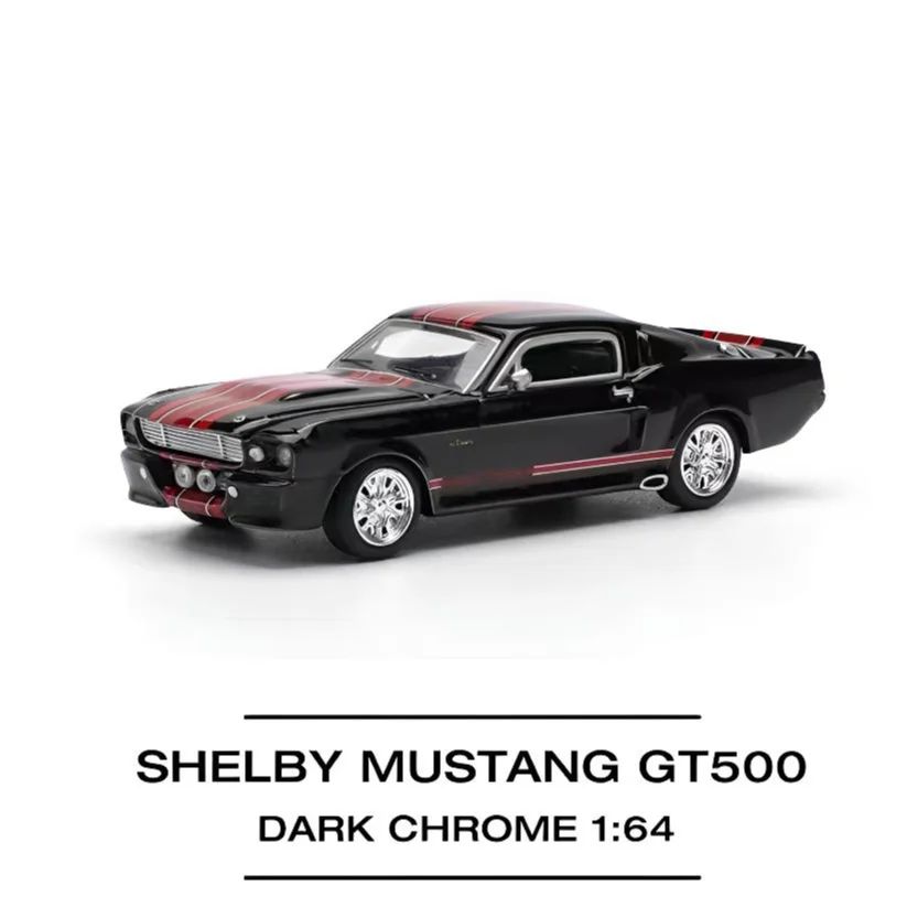 POP RACE 1/64 SHELBY MUSTANG GT500 DARK CHROME Model Mobil Alloy Hadiah Mainan