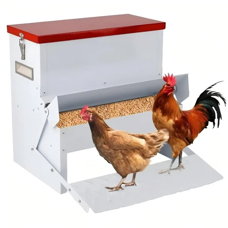 Rectangular Pedal Poultry Feeder, Automatic Supplement Feed Bowl for Chicks, Ducks and Geese Farm Feeding Equipment