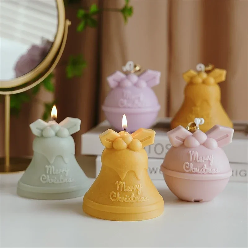 

Christmas Candle Molds Home Decoration JinglingBell Snowman Elk Candle Wax Silicone Mold Navida New Year Ornament Gypsum Mould