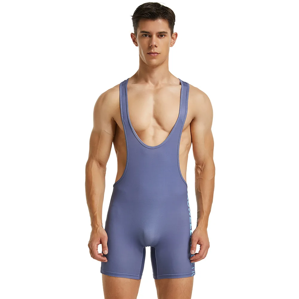 

New Men's Seamless Body-shaping Bodysuit Tight-fitting Wrestling Bodysuit Men's One-piece Tank Top With Shorts JWJH