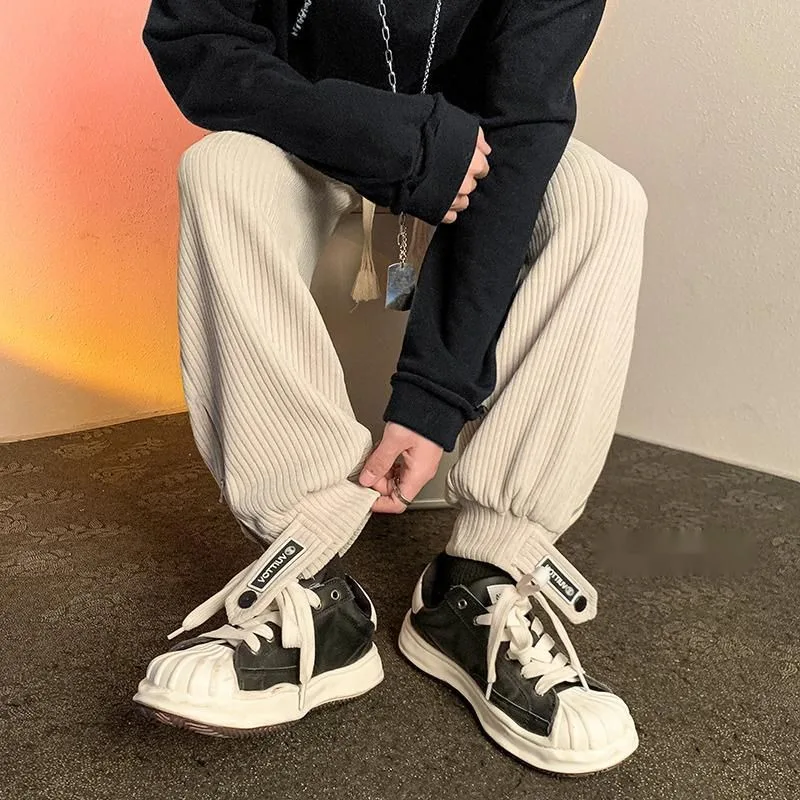 

Hip-hop Men's Sweatpants Casual Fashion Deals Autumn Winter Retro Essential Y2k Korean Trend Male Sports Pants Trousers Corduroy