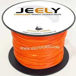 Jeely-cabrestante Paraglider, cuerda trenzada UHMWPE, 12 tejidos, 3mm, 1/8 '', 2000lb, 50m