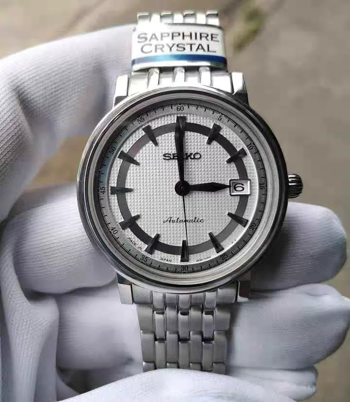 ساعة سيكو اليابانية الأصلية للرجال مقاومة للماء ساعة ميكانيكية أوتوماتيكية ساعة عمل فاخرة من الفولاذ المقاوم للصدأ SRP111J1