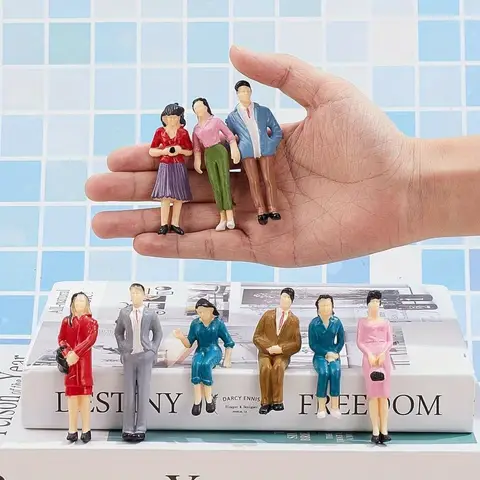 Valentine's Day Birthday Party Gift Train Scene Scale Model Character Building Sitting Passengers Painted Dolls Collectible Figu