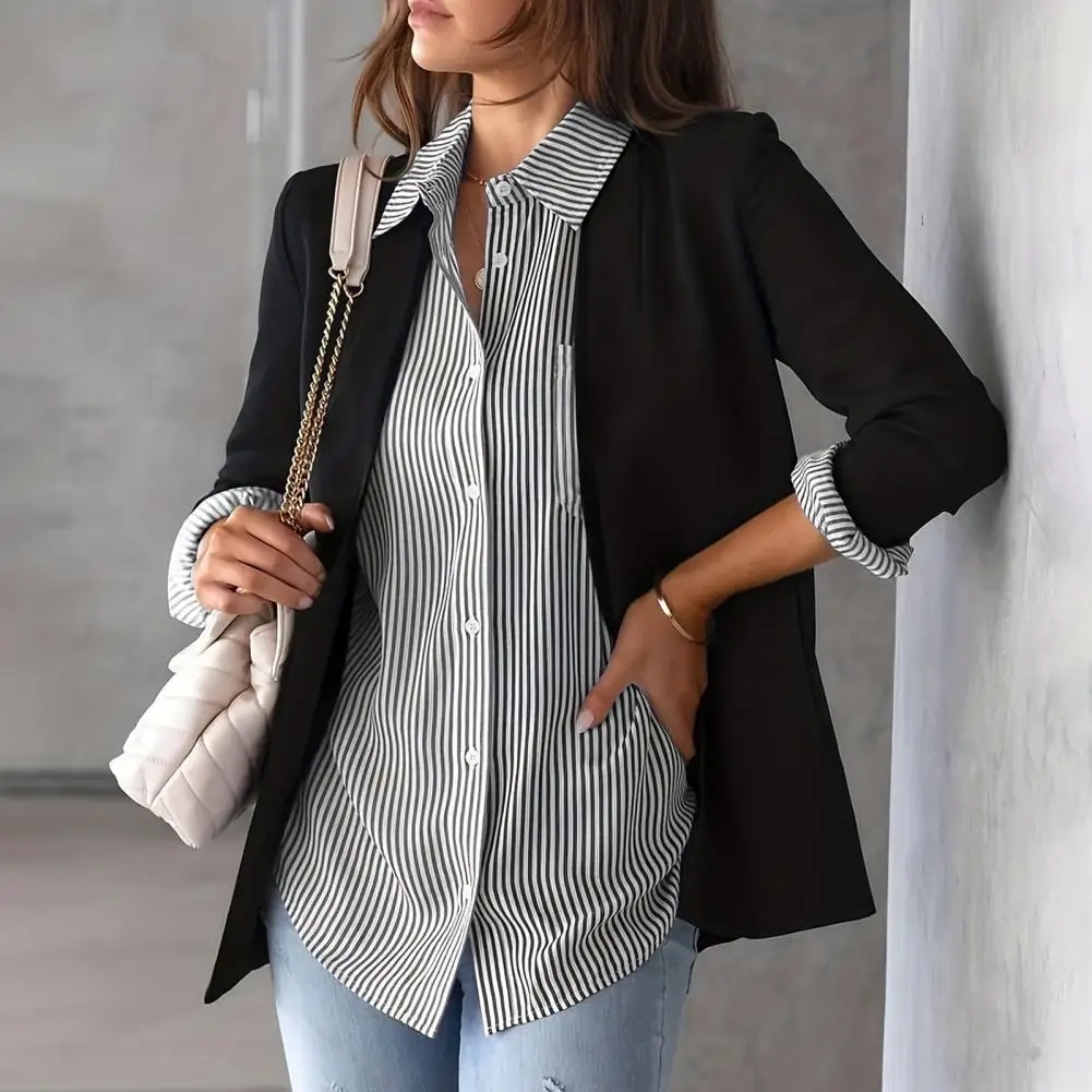 

Classic Blue Striped Shirt Women 2025 Autumn Streetwear Vintage Long Sleeve Blouses Female Casual Loose Single-Breasted Shirts