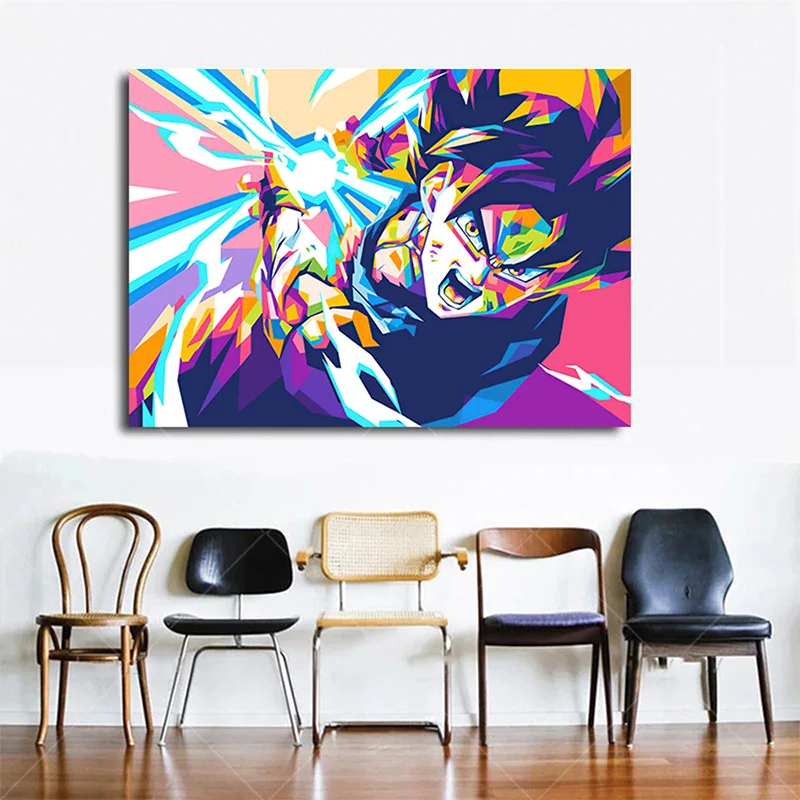 Cartoon Anime Dragon Ball Watercolor Canvas Painting Goku Vegeta Wall Art Posters Print Mural Pictures Boys Room Decor Cuadros