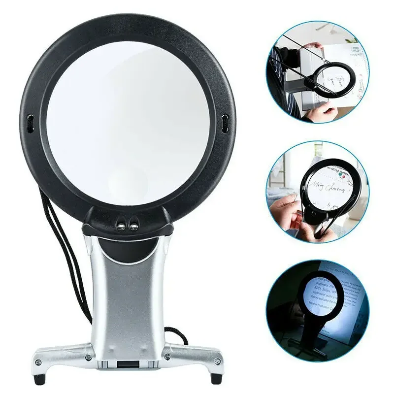 2.5X 5X Cross Stitching Magnifier LED Reading Sewing Embroidery Magnifying Glass with Neck Strap