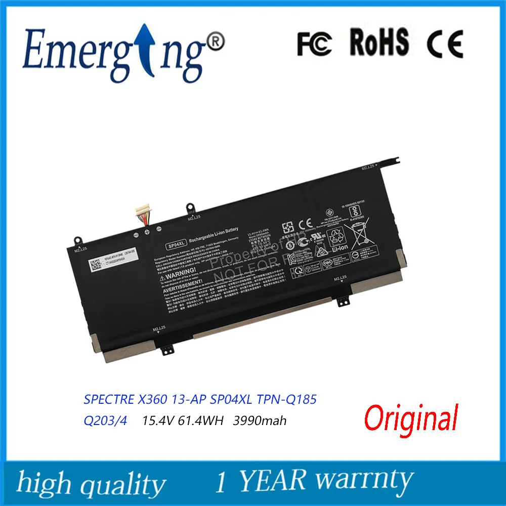 

15.4V 61.4WH New Original SP04XL Laptop Battery for HP SPECTRE X360 13-AP SP04XL TPN-Q185 Q203/4