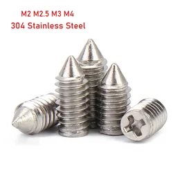 20pcs 304 Stainless Steel Cross Recessed Cone Point Grub Set Screw End Headless Bolts M2 M2.5 M3 M4