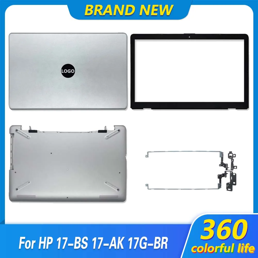 NEW Top Case For HP 17-BS 17-AK 17G-BR TPN-W129 TPN-W130 Laptop LCD Back Cover Front Bezel Bottom Case LCD Hinges Silver 17.3\