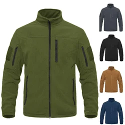 2024 Full Zippper Warm Fleece Tactical Jackets Men's Winter Thermal Turtleneck Jacket Outdoor Work Hunting Coats Safari Jacket